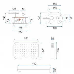 Sprchový set podomietkový Rea Oval + box čierny