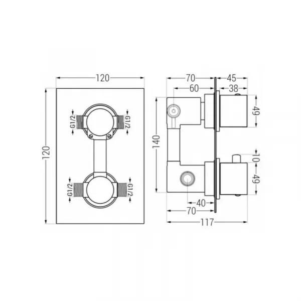 Sprchový set podomietkový MEXEN CUBE DR02 25 cm biely