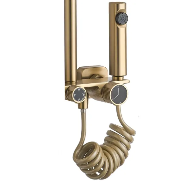 Sprchový set Rea Helix zlatý - vaňová batéria, dažďová, ručná, bidetová sprcha