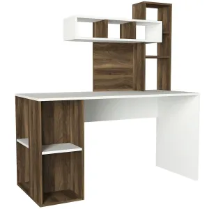 Písací stôl Coral - White, Walnut
