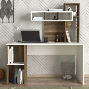 Písací stôl Coral - White, Walnut