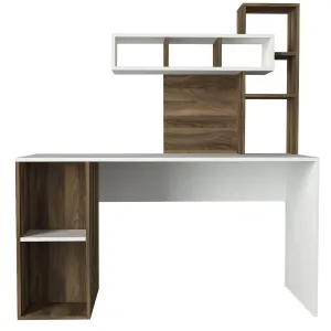 Písací stôl Coral - White, Walnut