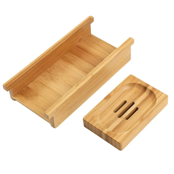 SONGMICS Podnos na vaňu bambusový prírodný 75-109 cm