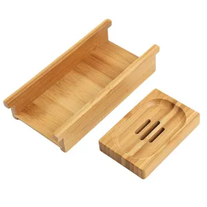 SONGMICS Podnos na vaňu bambusový prírodný 75-109 cm