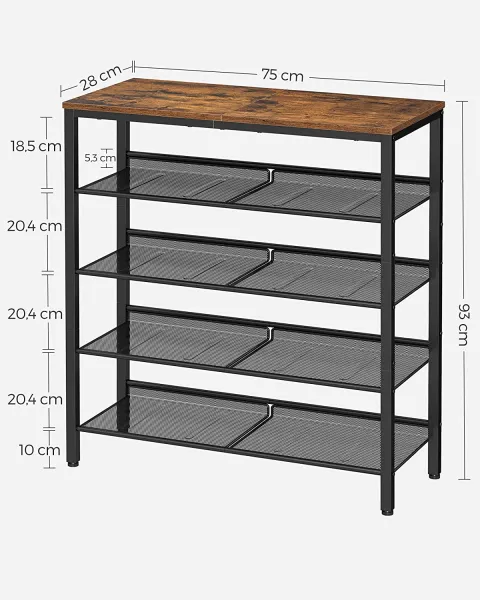 SONGMICS Stojan na topánky Lorado 93 cm hnedý