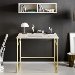 Písací stôl Gama - White, Gold