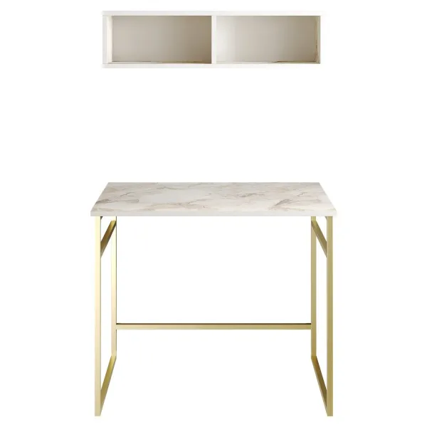 Písací stôl Gama - White, Gold