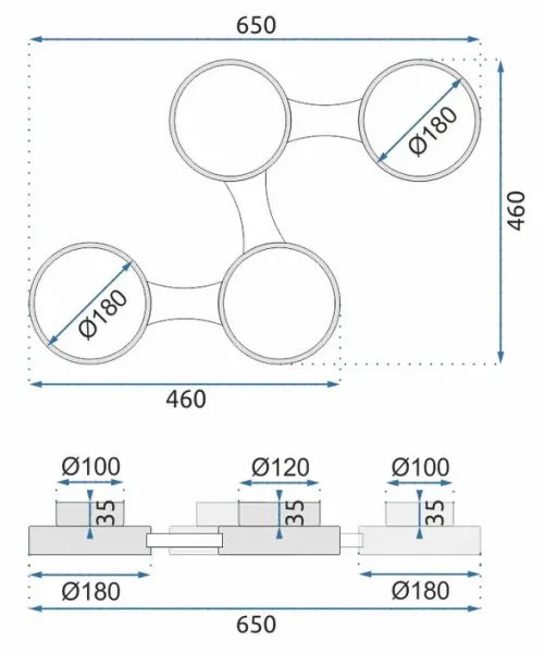 TooLight Stropné svietidlo APP527-4C čierne
