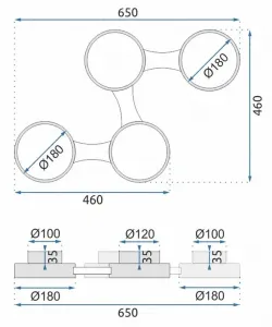 TooLight Stropné svietidlo APP527-4C čierne