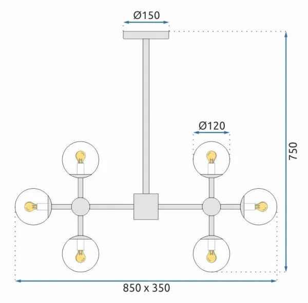 TooLight Stropné svietidlo APP269-8C čierne