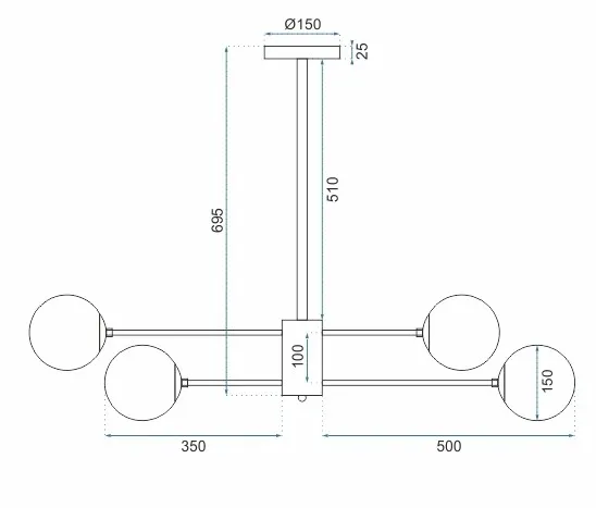 TooLight Stropné kovové svietidlo Industriálne 6 APP262-6C čierne