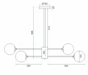 TooLight Stropné kovové svietidlo Industriálne 6 APP262-6C čierne