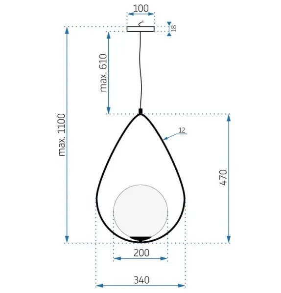 TooLight Stropné svietidlo Luca APP977-1CP čierne