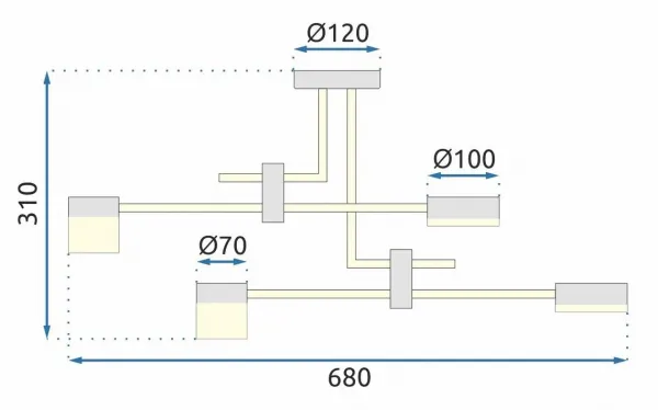 TooLight Stropné svietidlo Led APP1001-4C čierno-zlaté