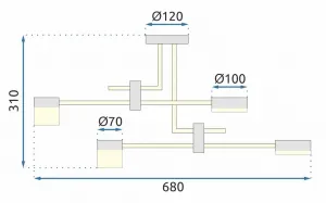 TooLight Stropné svietidlo Led APP1001-4C čierno-zlaté
