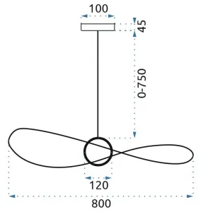 TooLight Stropné svietidlo LED Aza 80 cm čierne