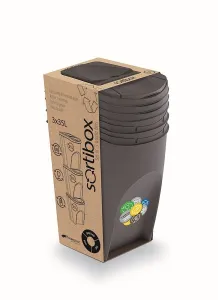 Prosperplast Súprava košov na triedenie odpadu ECOBOX 3x35L sivý kameň
