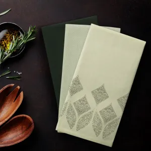 AmeliaHome Súprava kuchynských utierok Letty Stamp - 3 ks zelená, veľkosť 50x70
