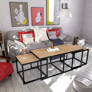 Hanah Home Súprava konferenčných stolíkov Gigante 3 ks dub/čierny