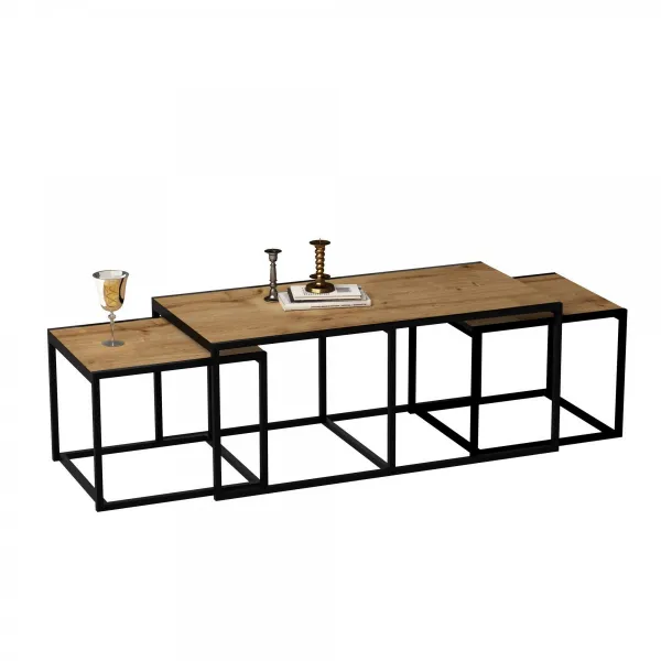 Hanah Home Súprava konferenčných stolíkov Gigante 3 ks dub/čierny