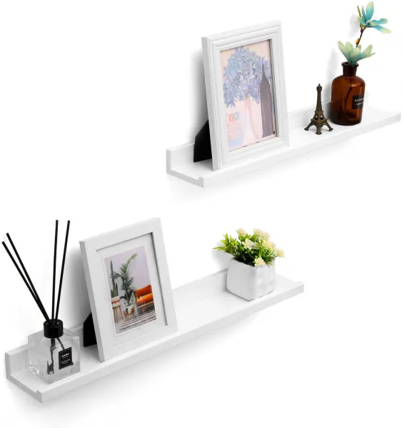 SONGMICS Nástenná polica biela 60 x 10 cm 2 ks