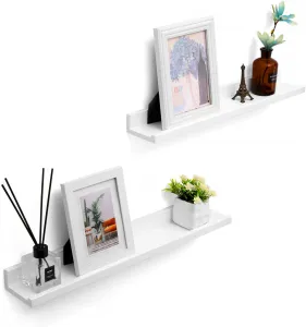 SONGMICS Nástenná polica biela 60 x 10 cm 2 ks