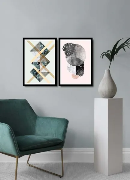 Wallity Sada nástenných obrazov Profitola 36x51 cm 2 ks biela/šedá