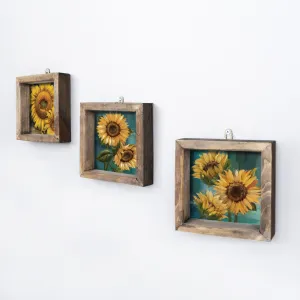 Wallity Súprava nástenných obrazov Sunflowers 15x15 cm 3 ks žltá