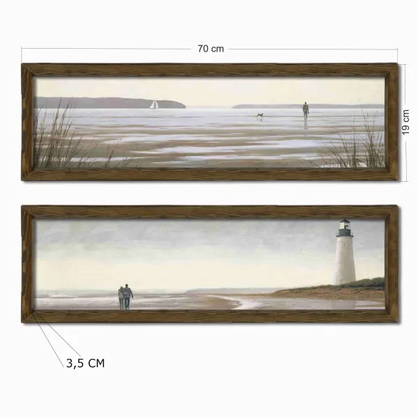 Wallity Súprava obrazov Lighthouse 2 ks 19x70 cm hnedá