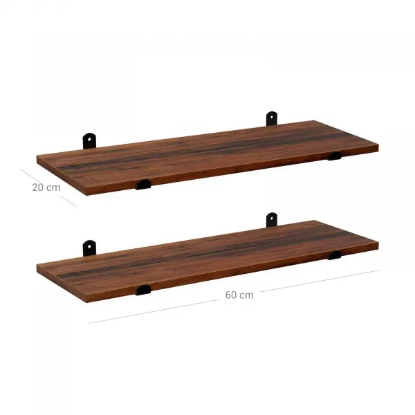SONGMICS Súprava políc Vasagle Murali 2 ks 60x20 cm hnedá