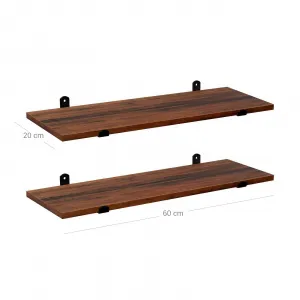 SONGMICS Súprava políc Vasagle Murali 2 ks 60x20 cm hnedá