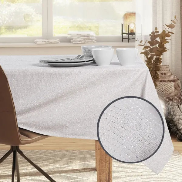 Sada ubrusu a běhounu na stůl DecoKing Sparkle krémová, veľkosť 115x200+35x200