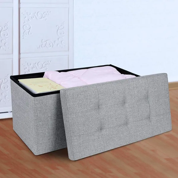 SONGMICS Úložný sedací box čalúnený skladacie 76x38 cm sivý