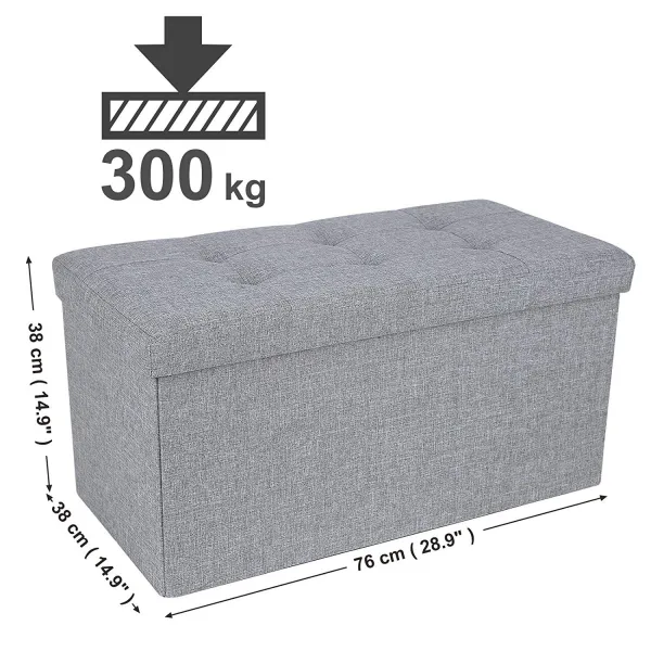 SONGMICS Úložný sedací box čalúnený skladacie 76x38 cm sivý