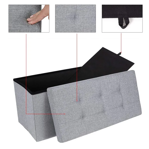 SONGMICS Úložný sedací box čalúnený skladacie 76x38 cm sivý
