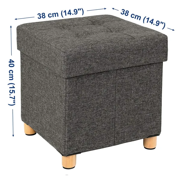 SONGMICS Taburetka s úložným priestorom sivá 38 × 40 × 38 cm