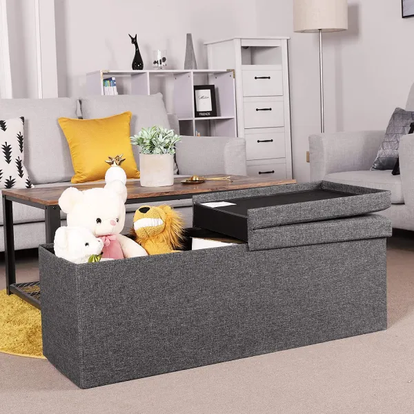 SONGMICS Skladací úložný box 120 l tmavosivý