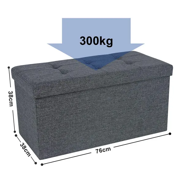SONGMICS Úložný sedací box čalúnený skladací 76x38 cm tmavosivý