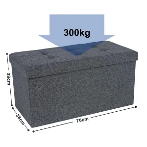 SONGMICS Úložný sedací box čalúnený skladací 76x38 cm tmavosivý