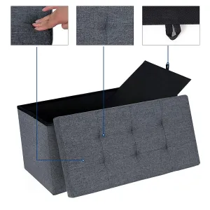 SONGMICS Úložný sedací box čalúnený skladací 76x38 cm tmavosivý