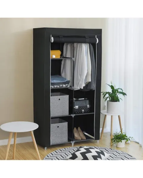 SONGMICS Šatník látková čierna 88x170x45 cm
