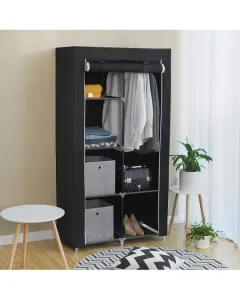 SONGMICS Šatník látková čierna 88x170x45 cm