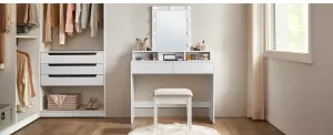 SONGMICS Toaletný stolík s osvetlením Vasagle Ora biely