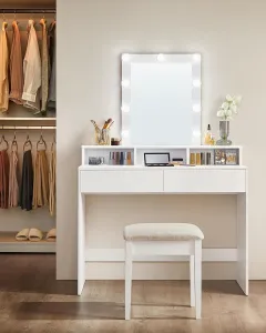 SONGMICS Toaletný stolík s osvetlením Vasagle Ora biely