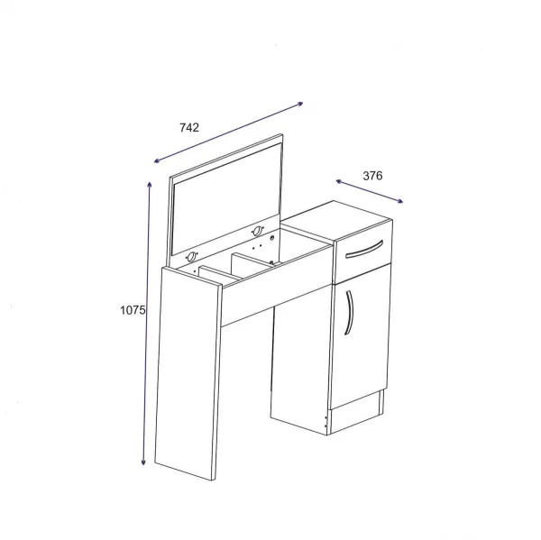 Kalune Design Toaletný stolík INCI 74 cm biely