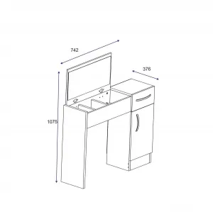 Kalune Design Toaletný stolík INCI 74 cm biely