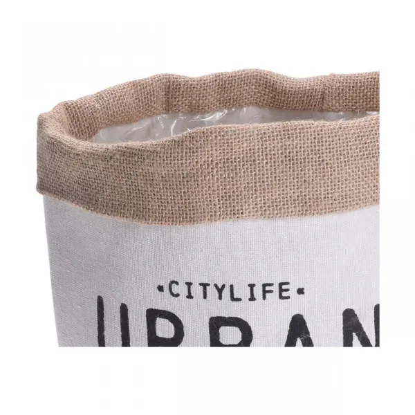 DekorStyle Textilný kvetinový box URBAN BOTANIC 21 cm biely/béžový
