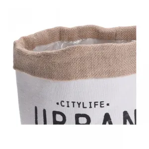 DekorStyle Textilný kvetinový box URBAN BOTANIC 21 cm biely/béžový