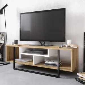 Kalune Design TV stolek ASAL 120 cm dub/bílý/černý