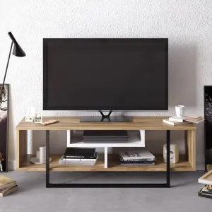 Kalune Design TV stolek ASAL 120 cm dub/bílý/černý